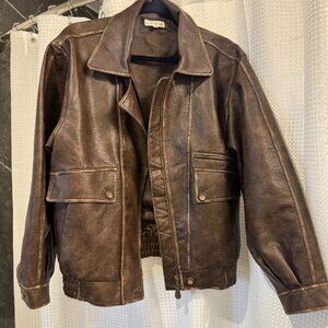 Moon River Neck Collar Faux Leather Jacket